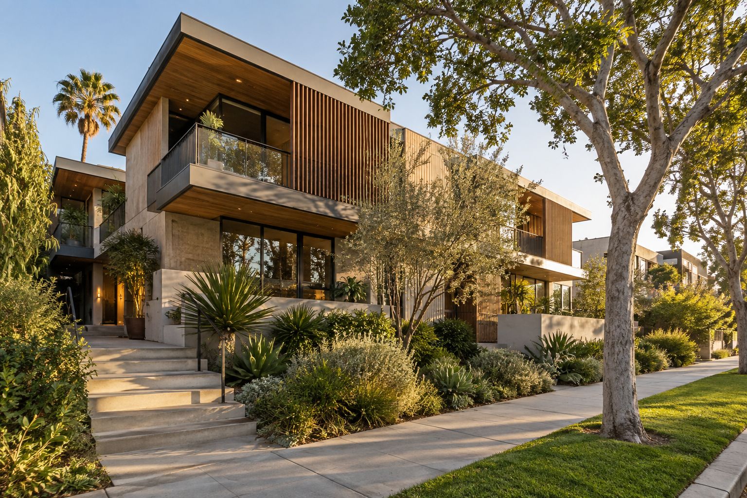Refined mid-century modern multi-residence building