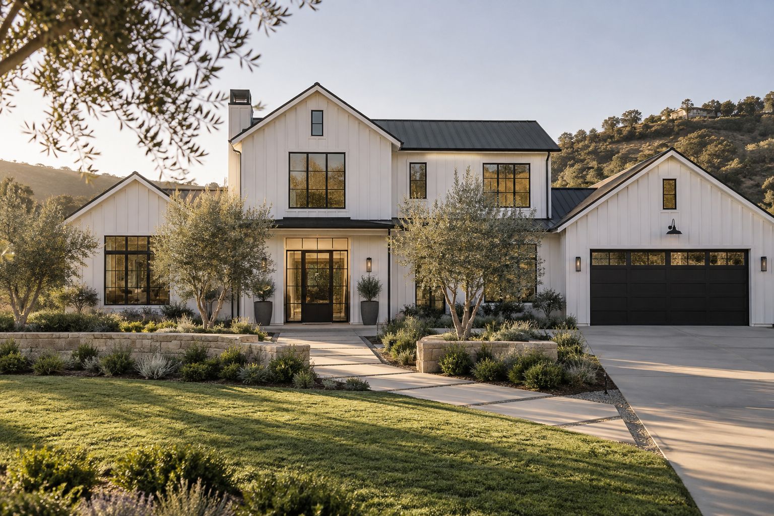 Newly completed California modern farmhouse